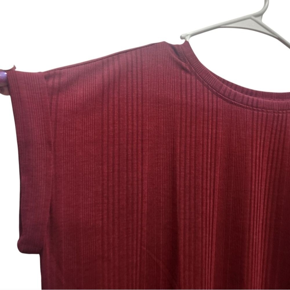 NWT LuLaRoe Chelsea TShirt Tee Shirt Dress Oversized Burgundy Wine Ribbed Size S - Picture 2 of 5